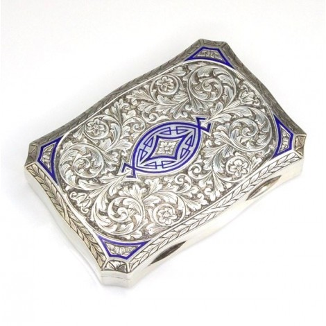 superba cutiuta Art Deco " snuff box ". argint emailat si aurit. Italia cca 1920